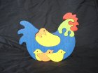 Huhn mit Küken blau